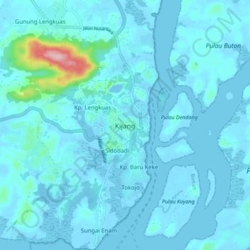 Mapa topográfico Kijang, altitude, relevo