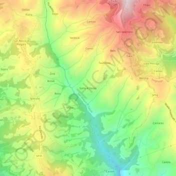 Mapa topográfico Sotto il Dosso, altitude, relevo