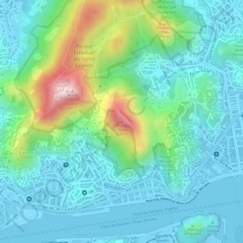 Mapa topográfico Morro do Quadro, altitude, relevo