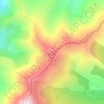 Mapa topográfico Monte Tolu, altitude, relevo