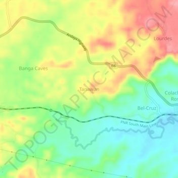 Mapa topográfico Tanawan, altitude, relevo