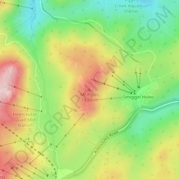 Mapa topográfico Mt Piper, altitude, relevo
