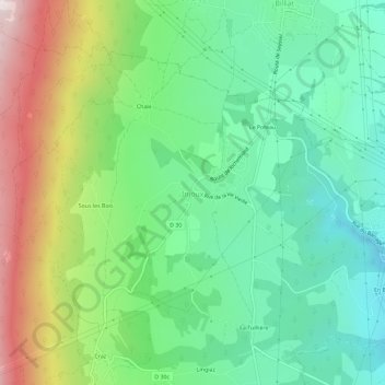 Mapa topográfico Injoux, altitude, relevo