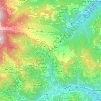 Mapa topográfico Xon, altitude, relevo