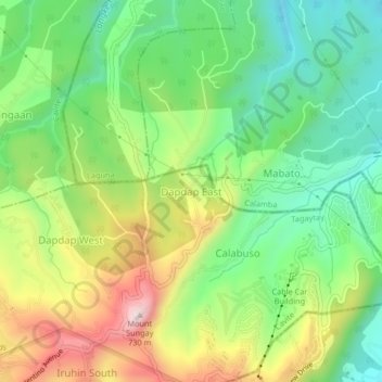 Mapa topográfico Dapdap East, altitude, relevo