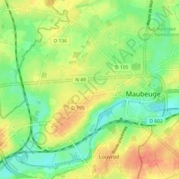 Mapa topográfico Faubourg Saint-Quentin, altitude, relevo