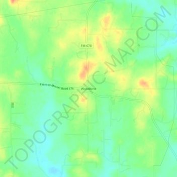 Mapa topográfico Woodbine, altitude, relevo