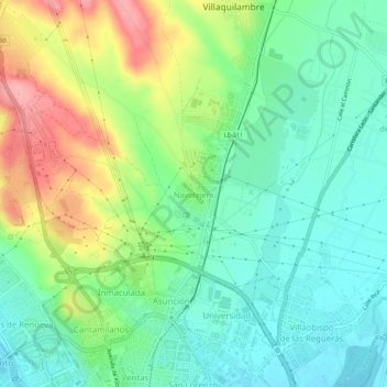 Mapa topográfico Navatejera, altitude, relevo