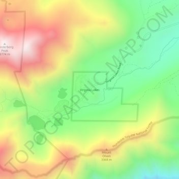 Mapa topográfico Virginia Lakes, altitude, relevo