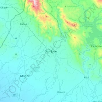 Mapa topográfico San Jose, altitude, relevo