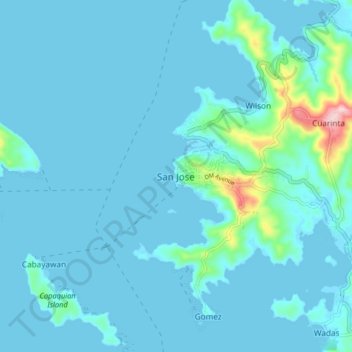 Mapa topográfico San Jose, altitude, relevo