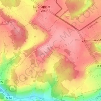 Mapa topográfico Magnitot, altitude, relevo