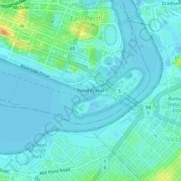 Mapa topográfico Point Fraser, altitude, relevo