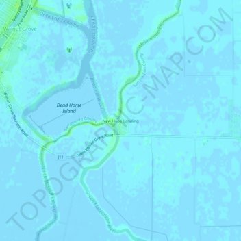 Mapa topográfico New Hope Landing, altitude, relevo