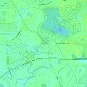 Mapa topográfico Trammels, altitude, relevo