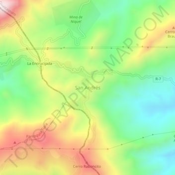 Mapa topográfico San Andrés, altitude, relevo