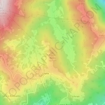Mapa topográfico Monte Baldo, altitude, relevo