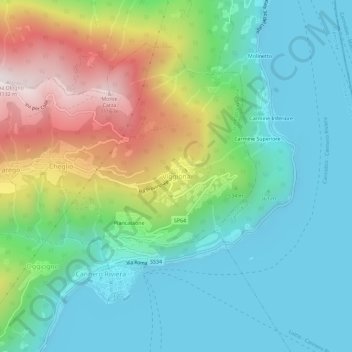 Mapa topográfico Viggiona, altitude, relevo