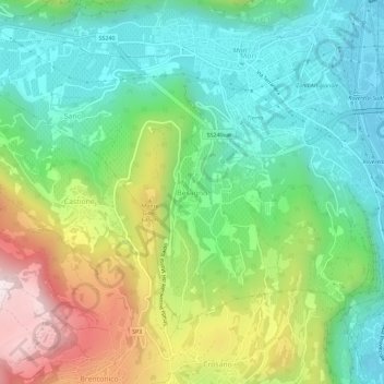 Mapa topográfico Besagno, altitude, relevo