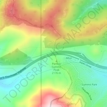 Mapa topográfico Parleys Summit, altitude, relevo