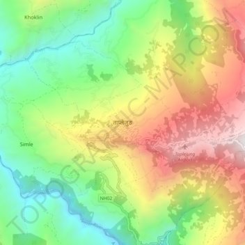 Mapa topográfico Taplejung, altitude, relevo
