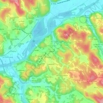 Mapa topográfico Valeille, altitude, relevo