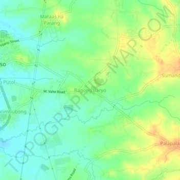 Mapa topográfico Bagong Baryo, altitude, relevo