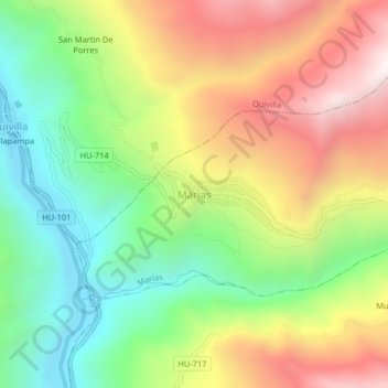Mapa topográfico Marias, altitude, relevo