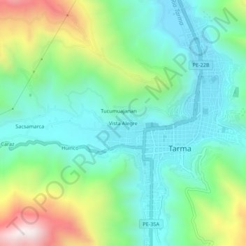 Mapa topográfico Vista Alegre, altitude, relevo