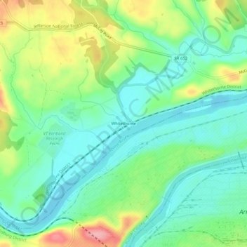 Mapa topográfico Whitethorne, altitude, relevo