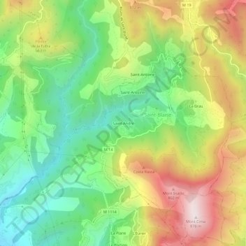 Mapa topográfico Saint-André, altitude, relevo