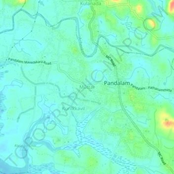 Mapa topográfico Muttar, altitude, relevo