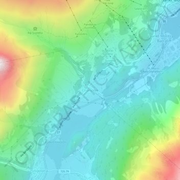 Mapa topográfico Champfèr, altitude, relevo