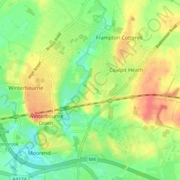 Mapa topográfico Kendleshire, altitude, relevo