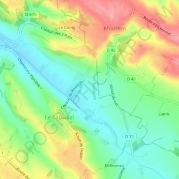 Mapa topográfico Durand, altitude, relevo