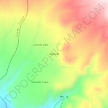 Mapa topográfico Talamolle, altitude, relevo