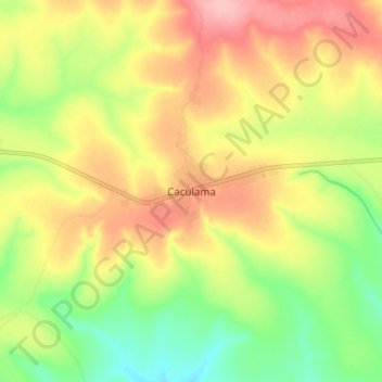 Mapa topográfico Caculama, altitude, relevo