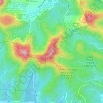 Mapa topográfico Sapu Tangan Hill, altitude, relevo