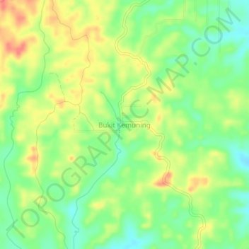Mapa topográfico Bukit Kemuning, altitude, relevo