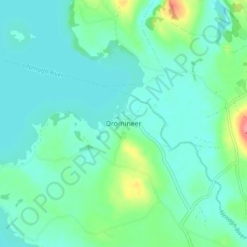 Mapa topográfico Dromineer, altitude, relevo