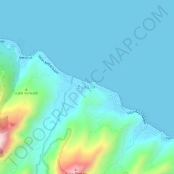 Mapa topográfico Bunutan, altitude, relevo