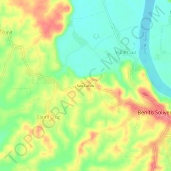 Mapa topográfico San Carlos, altitude, relevo