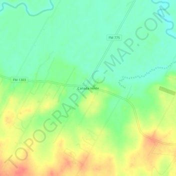 Mapa topográfico Canada Verde, altitude, relevo