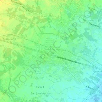 Mapa topográfico San Roque Dau, altitude, relevo