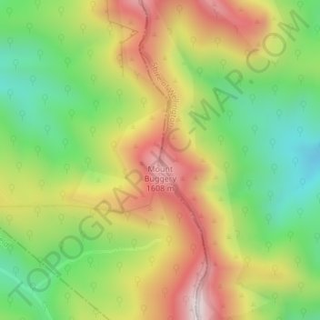 Mapa topográfico Mount Buggery, altitude, relevo