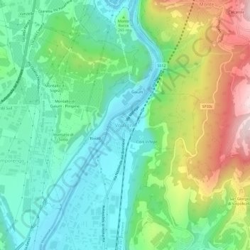 Mapa topográfico Volargne, altitude, relevo