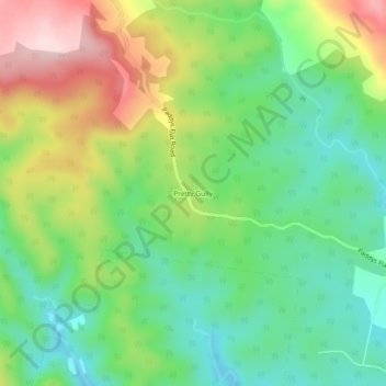 Mapa topográfico Pretty Gully, altitude, relevo