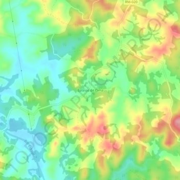 Mapa topográfico Bateias de Cima, altitude, relevo