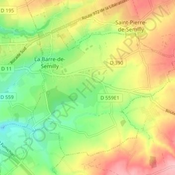 Mapa topográfico Le Jardin, altitude, relevo