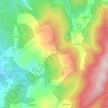 Mapa topográfico Marselle, altitude, relevo
